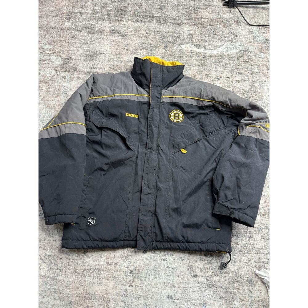 VTG CCM Center Ice Authentic NHL BOSTON BRUINS Hockey Full-Zip Parka Jacket Sz M
